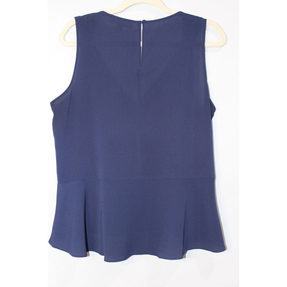 MIchael Kors Blue V-Neck Sleveless Peplum Top Gold Trim L - Picture 2 of 5